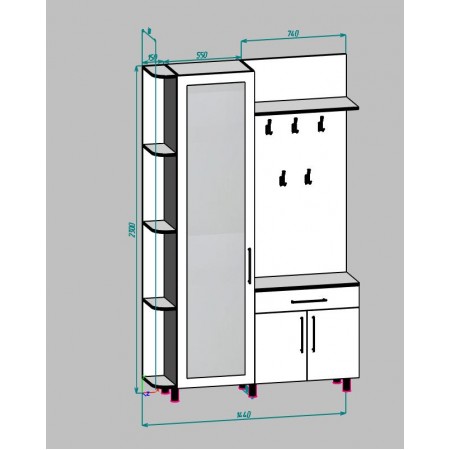 Мебель для небольшой прихожей с местами для хранения вещей.
